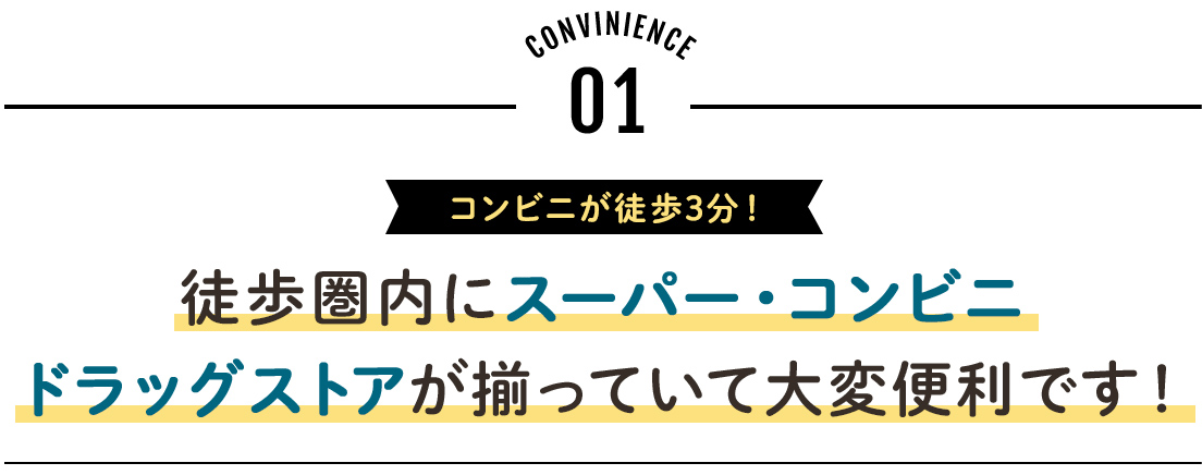 徒歩圏内にスーパー・コンビニドラッグストアが揃っていて大変便利です！
