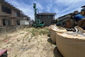 奈良県香芝市磯壁6丁目　モデルハウス建築　地盤改良工事
