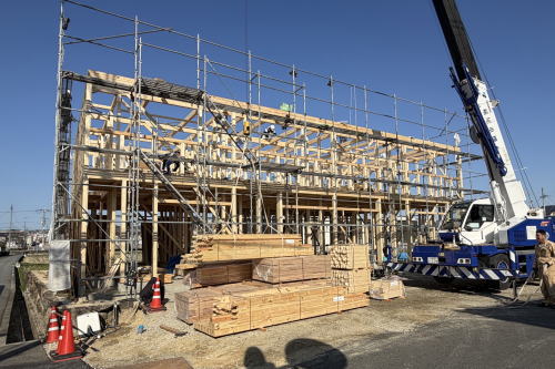 北葛城郡上牧町　ガレージ＆オフィス　新築工事　上棟